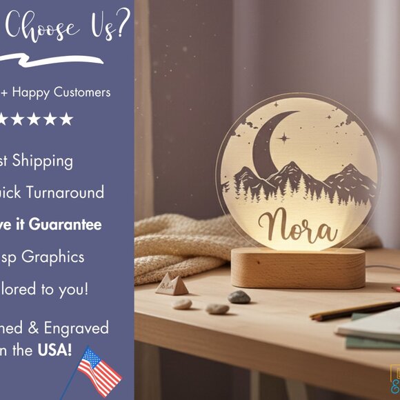 Mountain LED Name Light | Custom Kids Room Decor & Baby Shower Gift - Picture 4 of 8